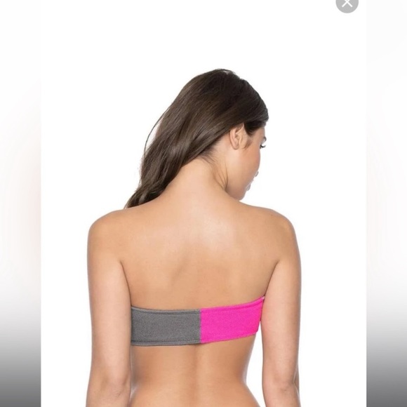 Pilyq Two Tone Color Block Bandeau Bikini Top - Picture 2 of 11